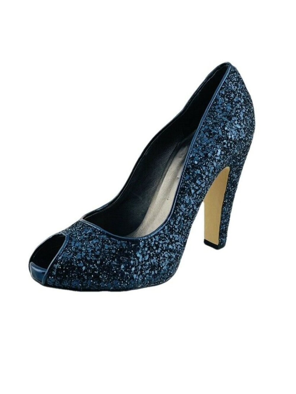 Dune Womens Black Glitter Peep Toe High Heel Pumps Size 39 EU 8.5 US - Picture 7 of 10